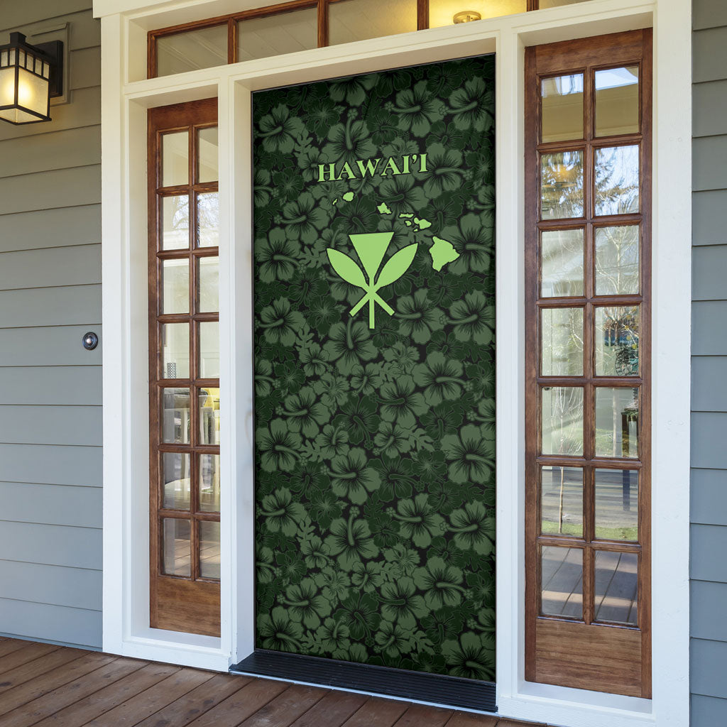 Hawaii Lei Kamehameha Door Cover Oma'oma'o Seamless Pattern Hibiscus Flower