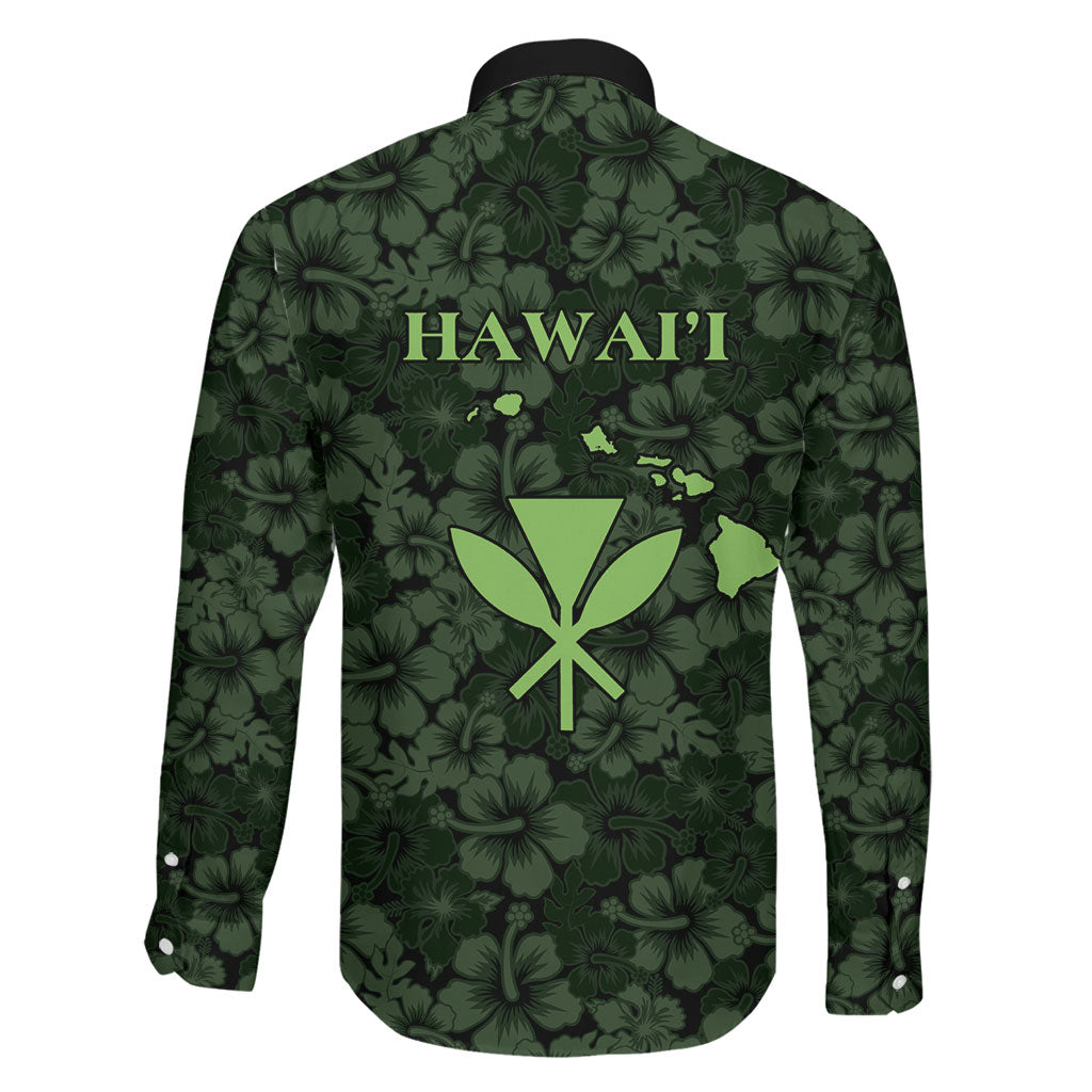 Hawaii Lei Kamehameha Family Matching Off The Shoulder Long Sleeve Dress and Hawaiian Shirt Oma'oma'o Seamless Pattern Hibiscus Flower LT9 - Polynesian Pride