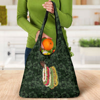 Hawaii Lei Kamehameha Grocery Bag Oma'oma'o Seamless Pattern Hibiscus Flower
