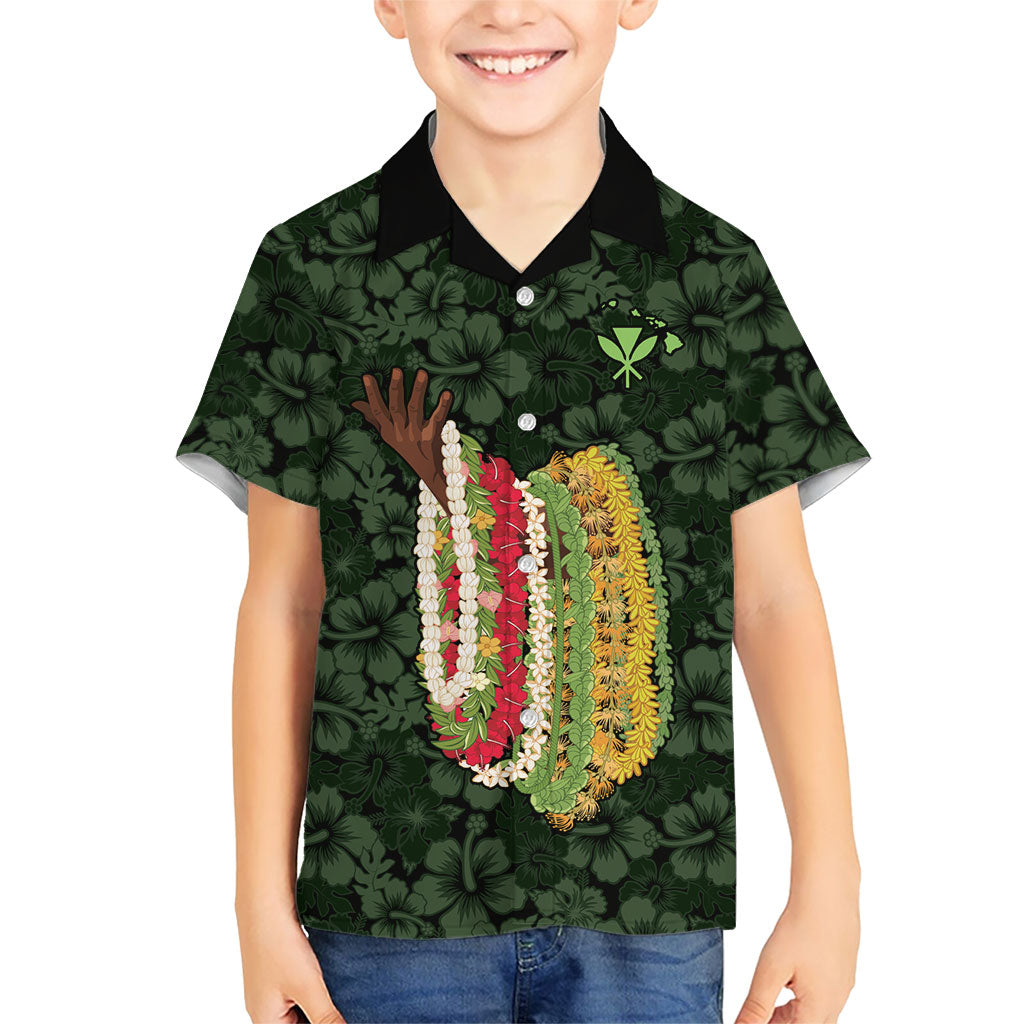 Hawaii Lei Kamehameha Hawaiian Shirt Oma'oma'o Seamless Pattern Hibiscus Flower