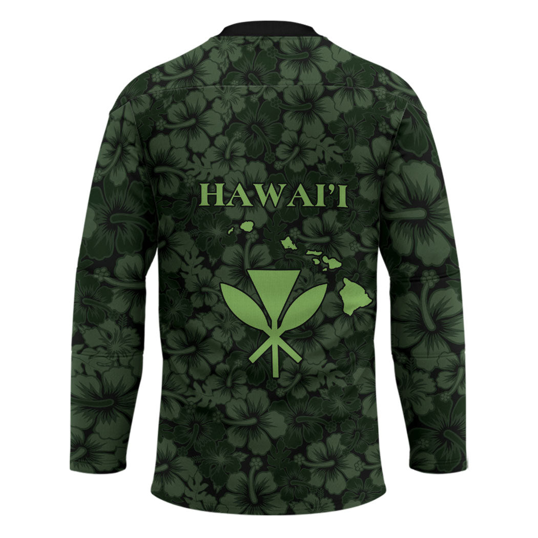 Hawaii Lei Kamehameha Hockey Jersey Oma'oma'o Seamless Pattern Hibiscus Flower LT9 - Polynesian Pride