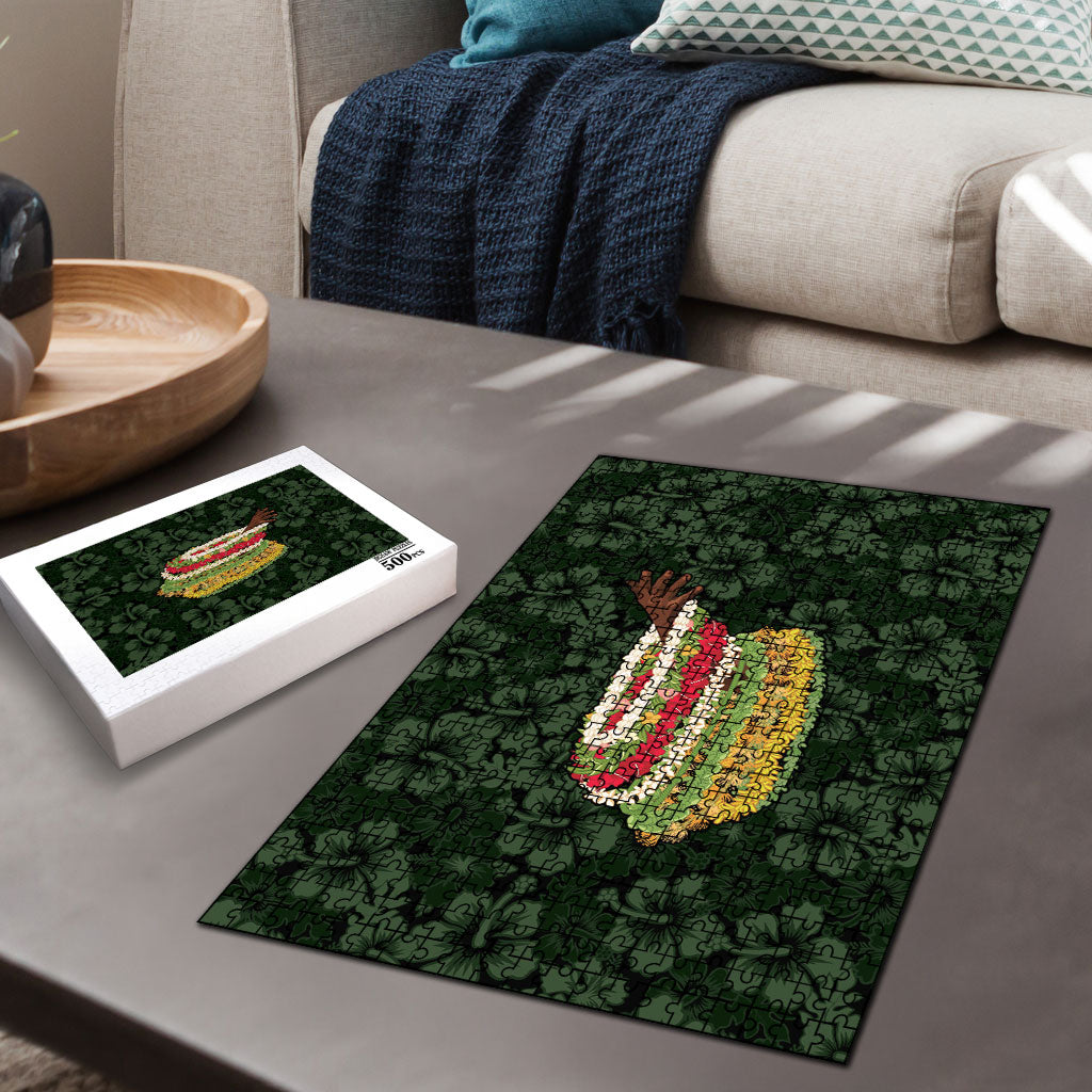 Hawaii Lei Kamehameha Puzzle Oma'oma'o Seamless Pattern Hibiscus Flower