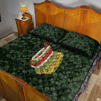 Hawaii Lei Kamehameha Quilt Bed Set Oma'oma'o Seamless Pattern Hibiscus Flower