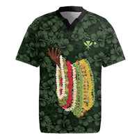 Hawaii Lei Kamehameha Rugby Jersey Oma'oma'o Seamless Pattern Hibiscus Flower