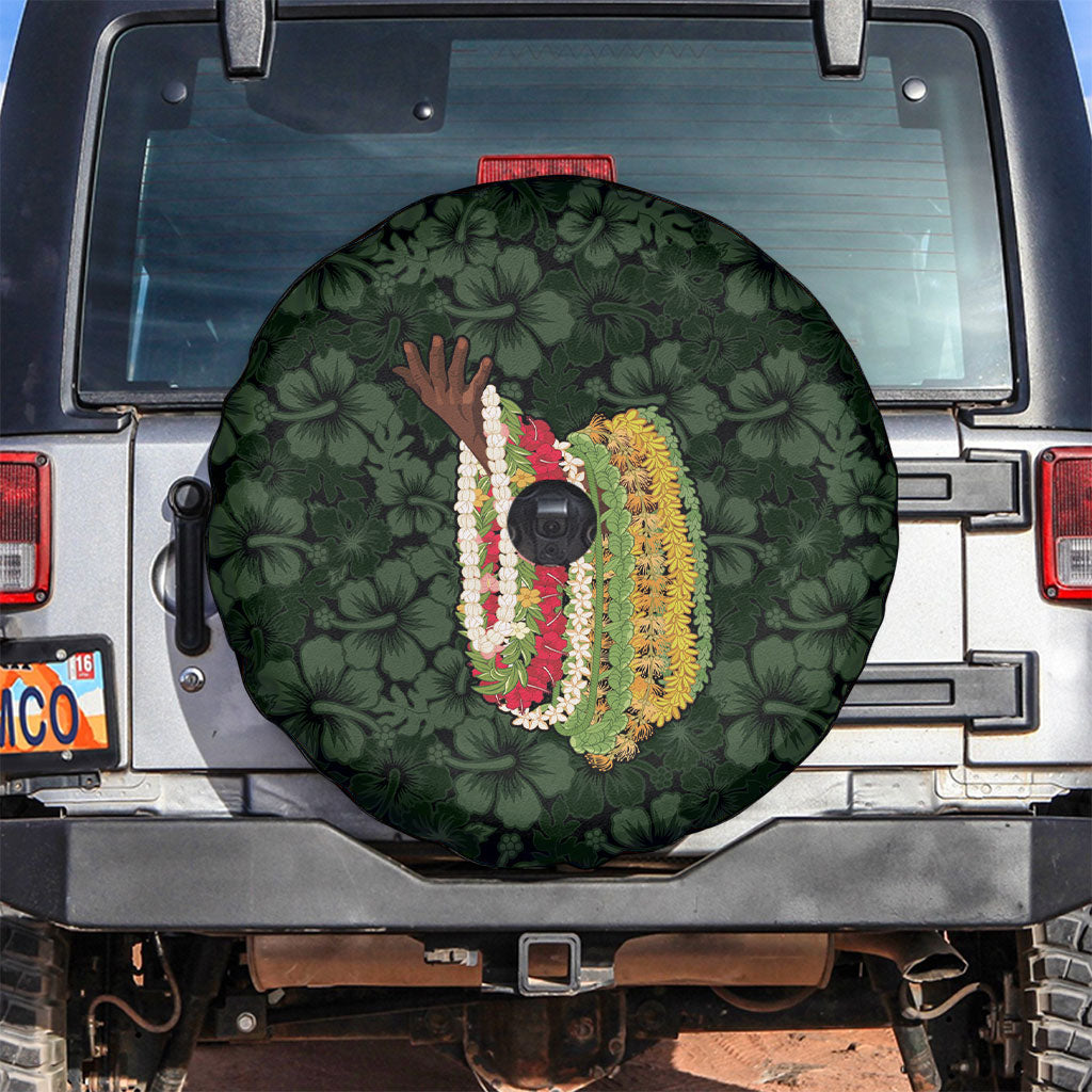Hawaii Lei Kamehameha Spare Tire Cover Oma'oma'o Seamless Pattern Hibiscus Flower