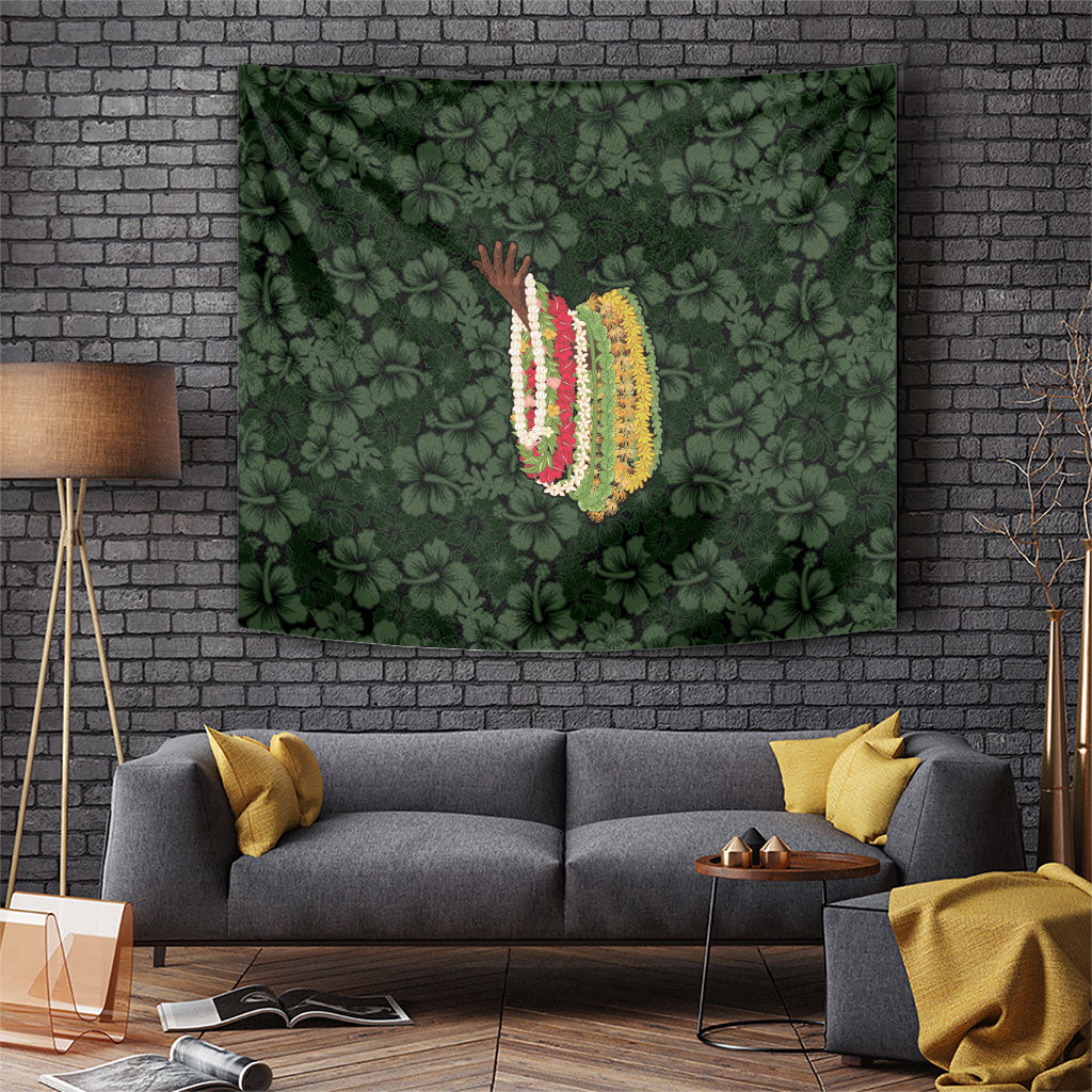 Hawaii Lei Kamehameha Tapestry Oma'oma'o Seamless Pattern Hibiscus Flower