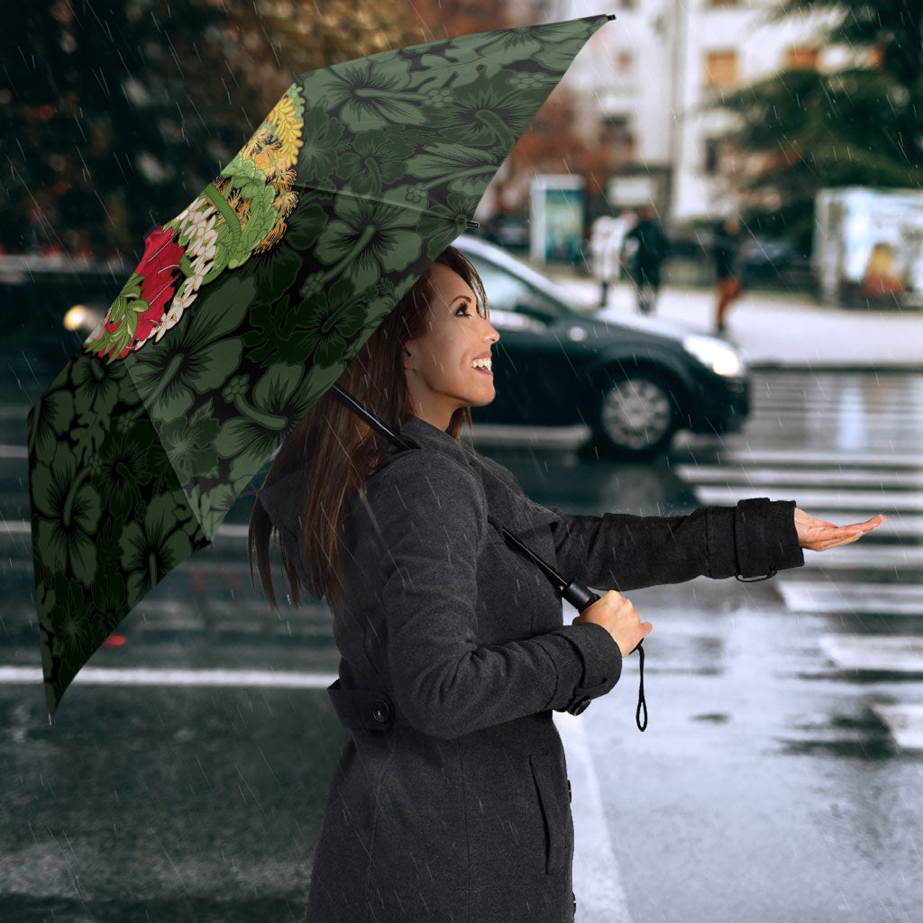 Hawaii Lei Kamehameha Umbrella Oma'oma'o Seamless Pattern Hibiscus Flower