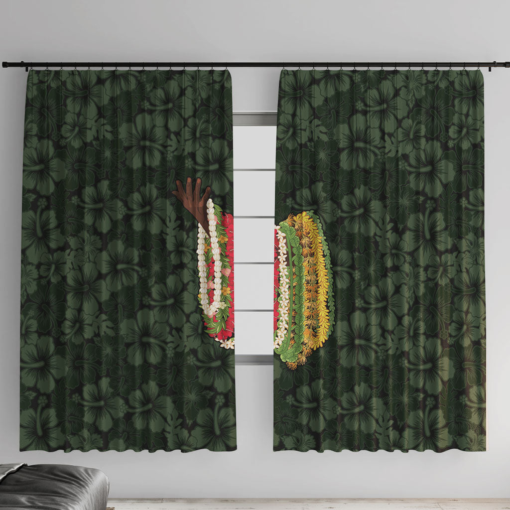 Hawaii Lei Kamehameha Window Curtain Oma'oma'o Seamless Pattern Hibiscus Flower