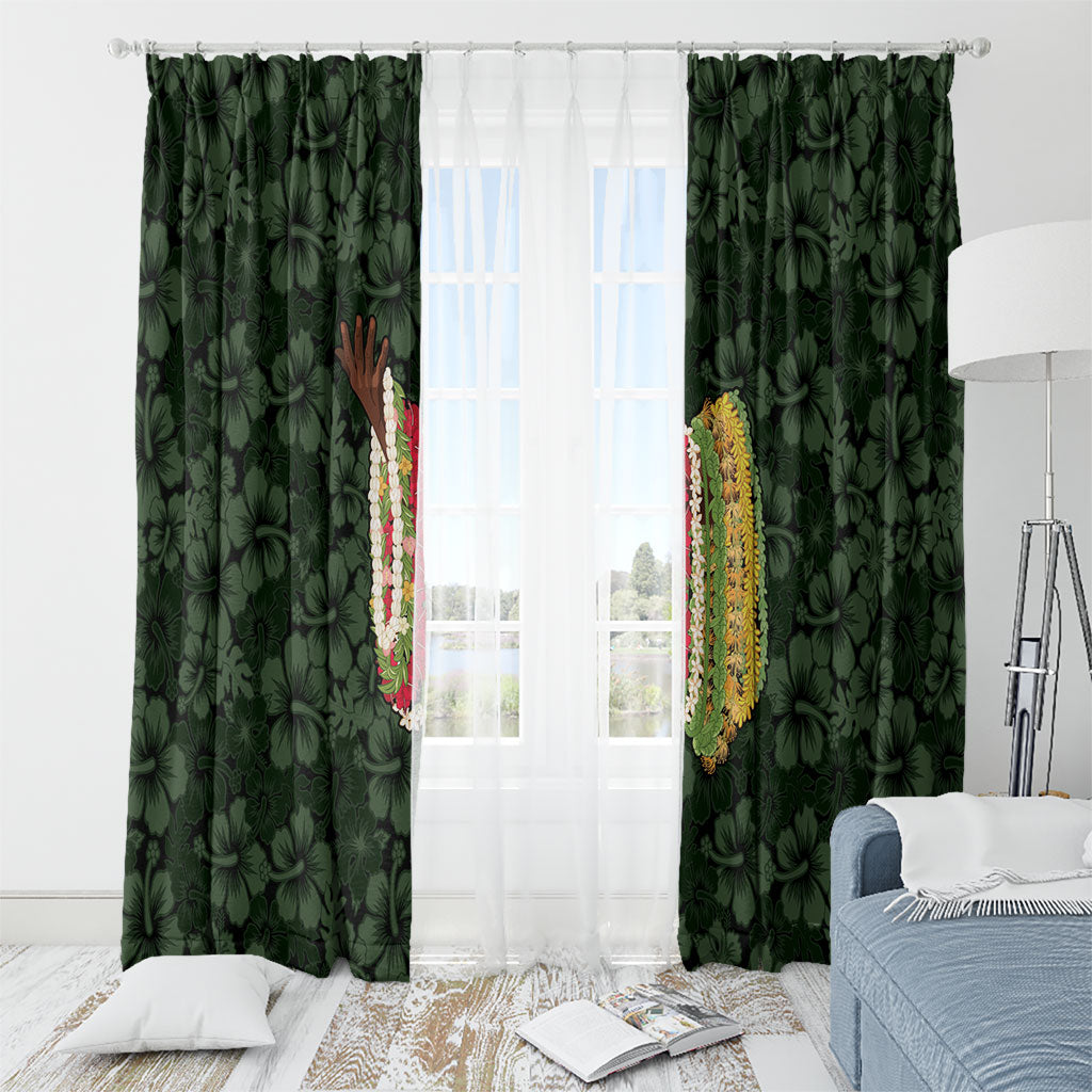 Hawaii Lei Kamehameha Window Curtain Oma'oma'o Seamless Pattern Hibiscus Flower