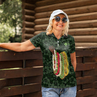 Hawaii Lei Kamehameha Women Polo Shirt Oma'oma'o Seamless Pattern Hibiscus Flower