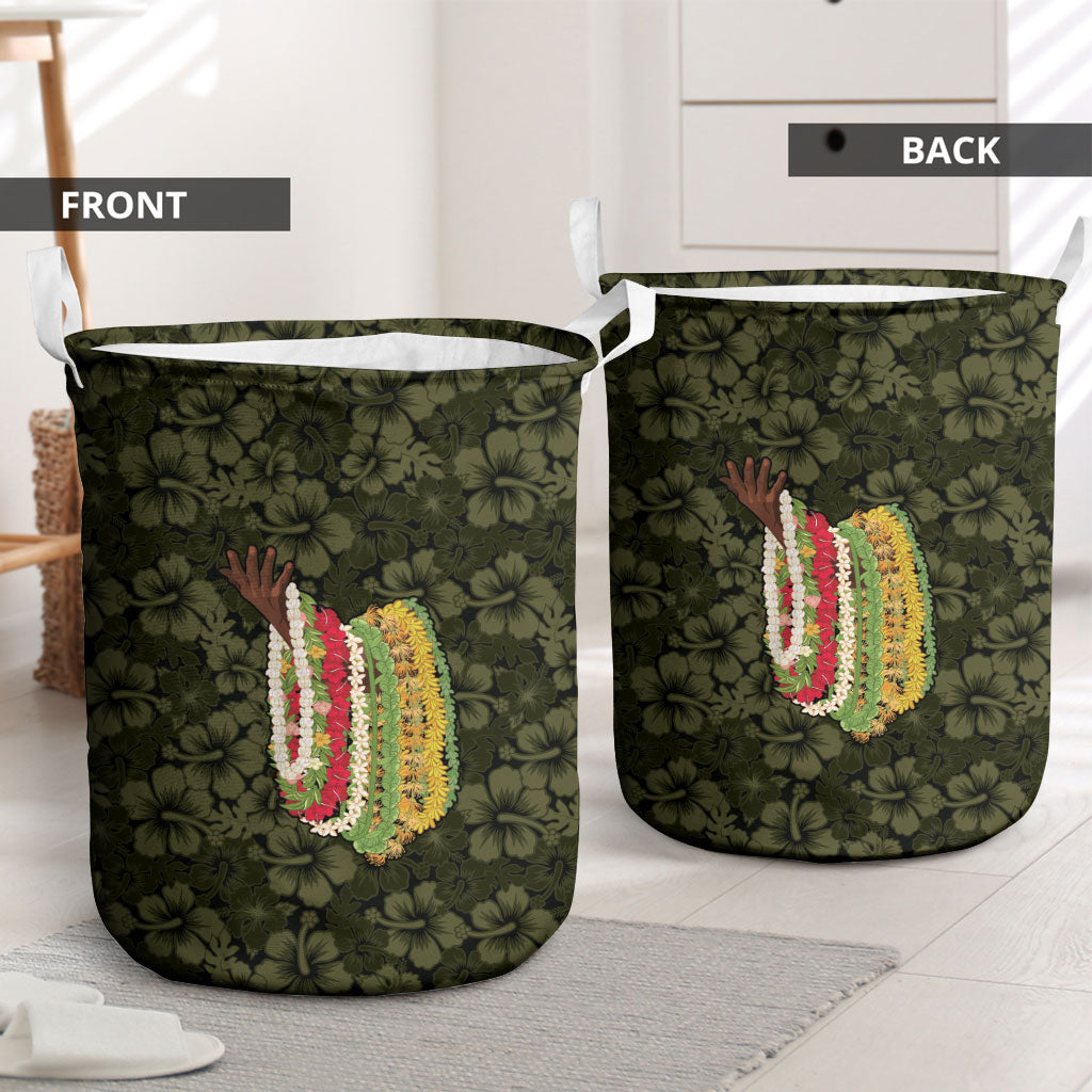 Hawaii Lei Kamehameha Laundry Basket Melemele Seamless Pattern Hibiscus Flower