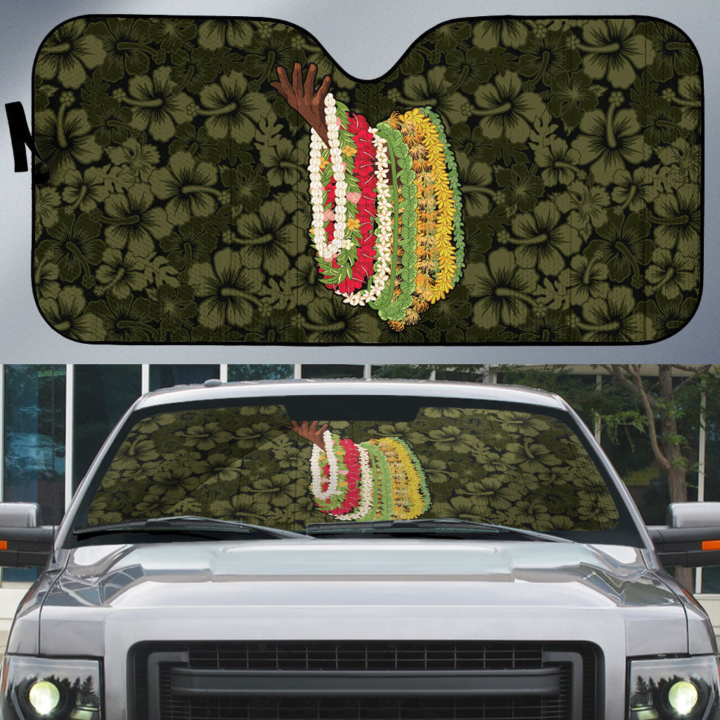 Hawaii Lei Kamehameha Auto Sun Shade Melemele Seamless Pattern Hibiscus Flower