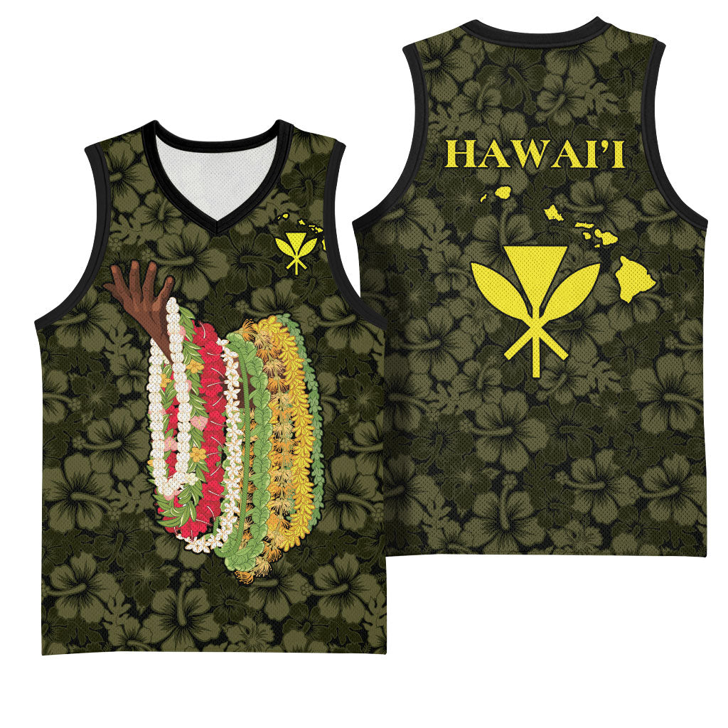 Hawaii Lei Kamehameha Basketball Jersey Melemele Seamless Pattern Hibiscus Flower