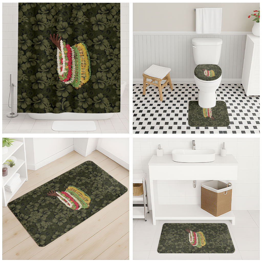 Hawaii Lei Kamehameha Bathroom Set Melemele Seamless Pattern Hibiscus Flower