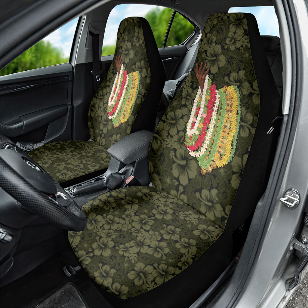 Hawaii Lei Kamehameha Car Seat Cover Melemele Seamless Pattern Hibiscus Flower