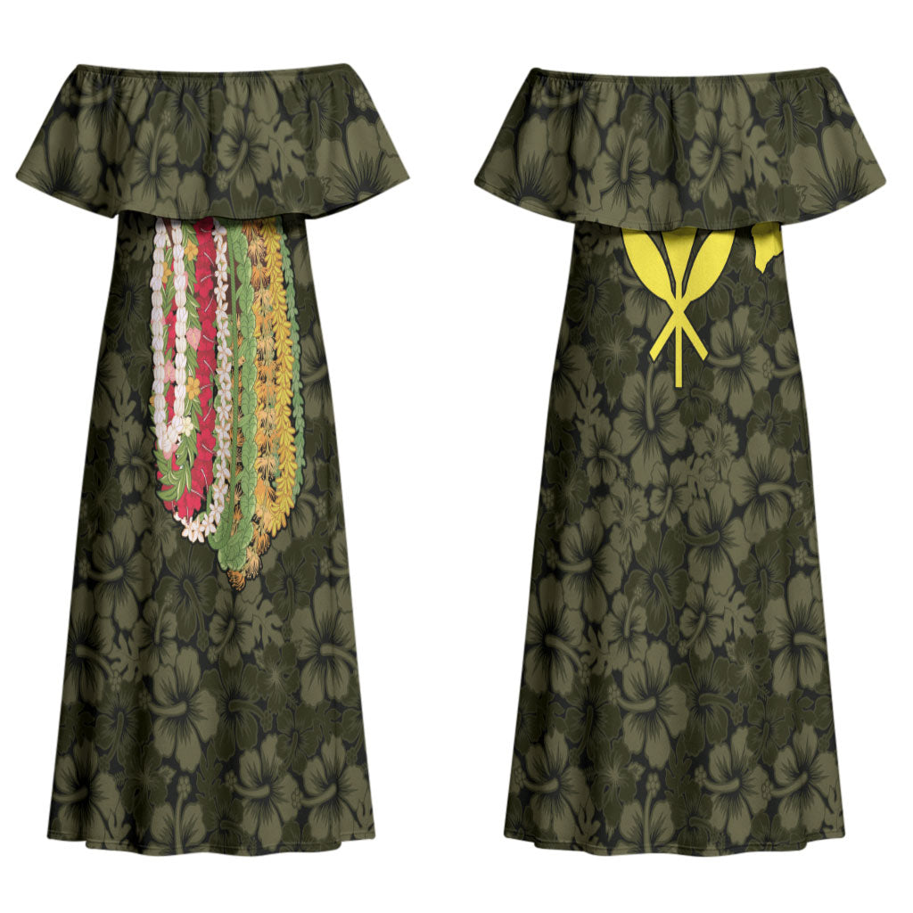Hawaii Lei Kamehameha Couples Matching Off Shoulder Maxi Dress and Hawaiian Shirt Melemele Seamless Pattern Hibiscus Flower LT9 - Polynesian Pride