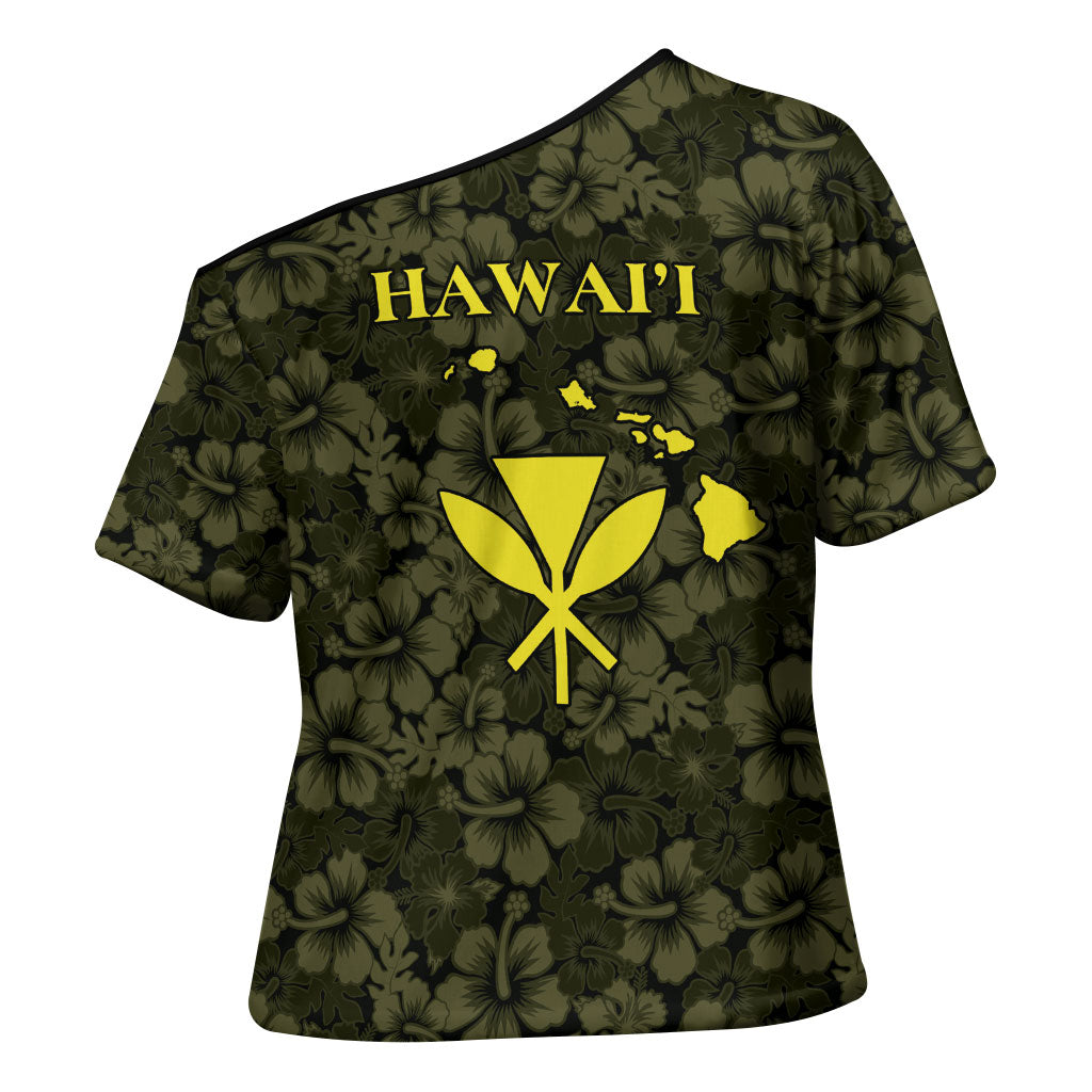 Hawaii Lei Kamehameha Cross Shoulder Shirt Melemele Seamless Pattern Hibiscus Flower
