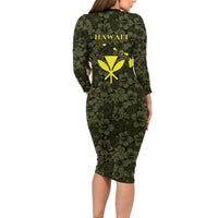 Hawaii Lei Kamehameha Family Matching Long Sleeve Bodycon Dress and Hawaiian Shirt Melemele Seamless Pattern Hibiscus Flower LT9 - Polynesian Pride