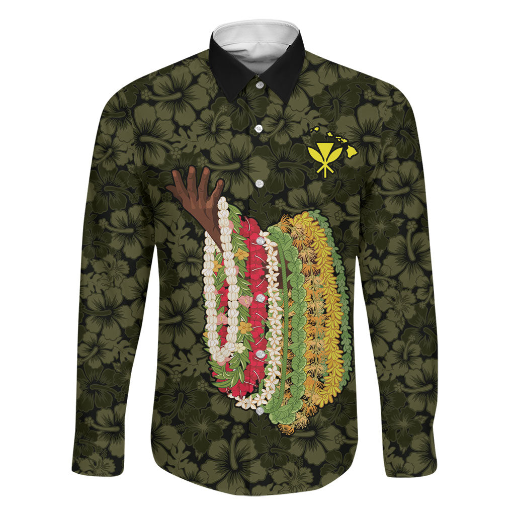 Hawaii Lei Kamehameha Family Matching Mermaid Dress and Hawaiian Shirt Melemele Seamless Pattern Hibiscus Flower LT9 Dad's Shirt - Long Sleeve Yellow - Polynesian Pride