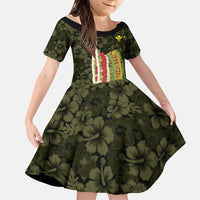 Hawaii Lei Kamehameha Family Matching Off Shoulder Maxi Dress and Hawaiian Shirt Melemele Seamless Pattern Hibiscus Flower LT9 Daughter's Dress Yellow - Polynesian Pride