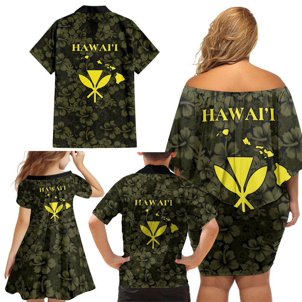 Hawaii Lei Kamehameha Family Matching Off Shoulder Short Dress and Hawaiian Shirt Melemele Seamless Pattern Hibiscus Flower LT9 - Polynesian Pride