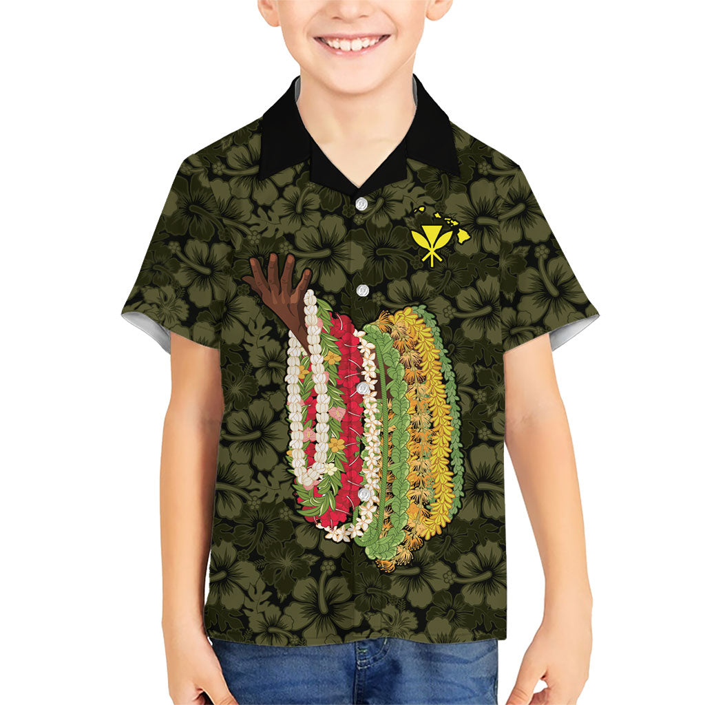 Hawaii Lei Kamehameha Family Matching Puletasi and Hawaiian Shirt Melemele Seamless Pattern Hibiscus Flower