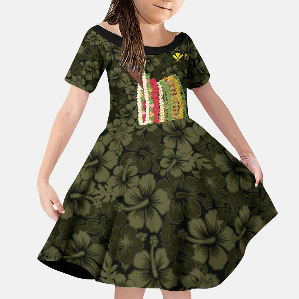 Hawaii Lei Kamehameha Family Matching Summer Maxi Dress and Hawaiian Shirt Melemele Seamless Pattern Hibiscus Flower LT9 Daughter's Dress Yellow - Polynesian Pride