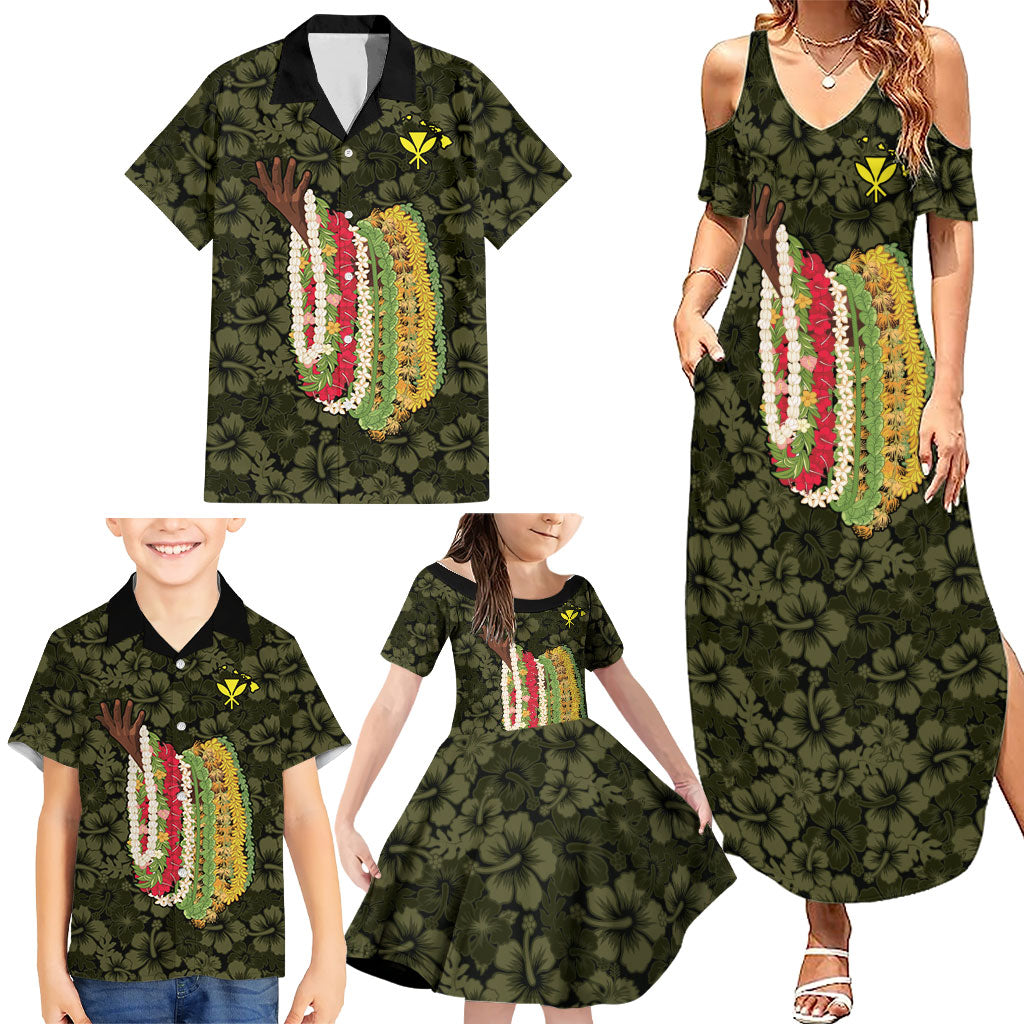 Hawaii Lei Kamehameha Family Matching Summer Maxi Dress and Hawaiian Shirt Melemele Seamless Pattern Hibiscus Flower LT9 - Polynesian Pride