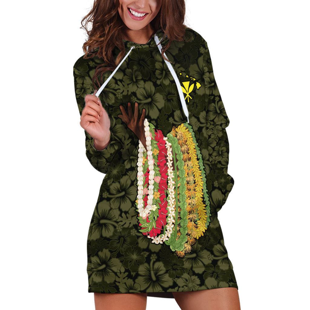Hawaii Lei Kamehameha Hoodie Dress Melemele Seamless Pattern Hibiscus Flower