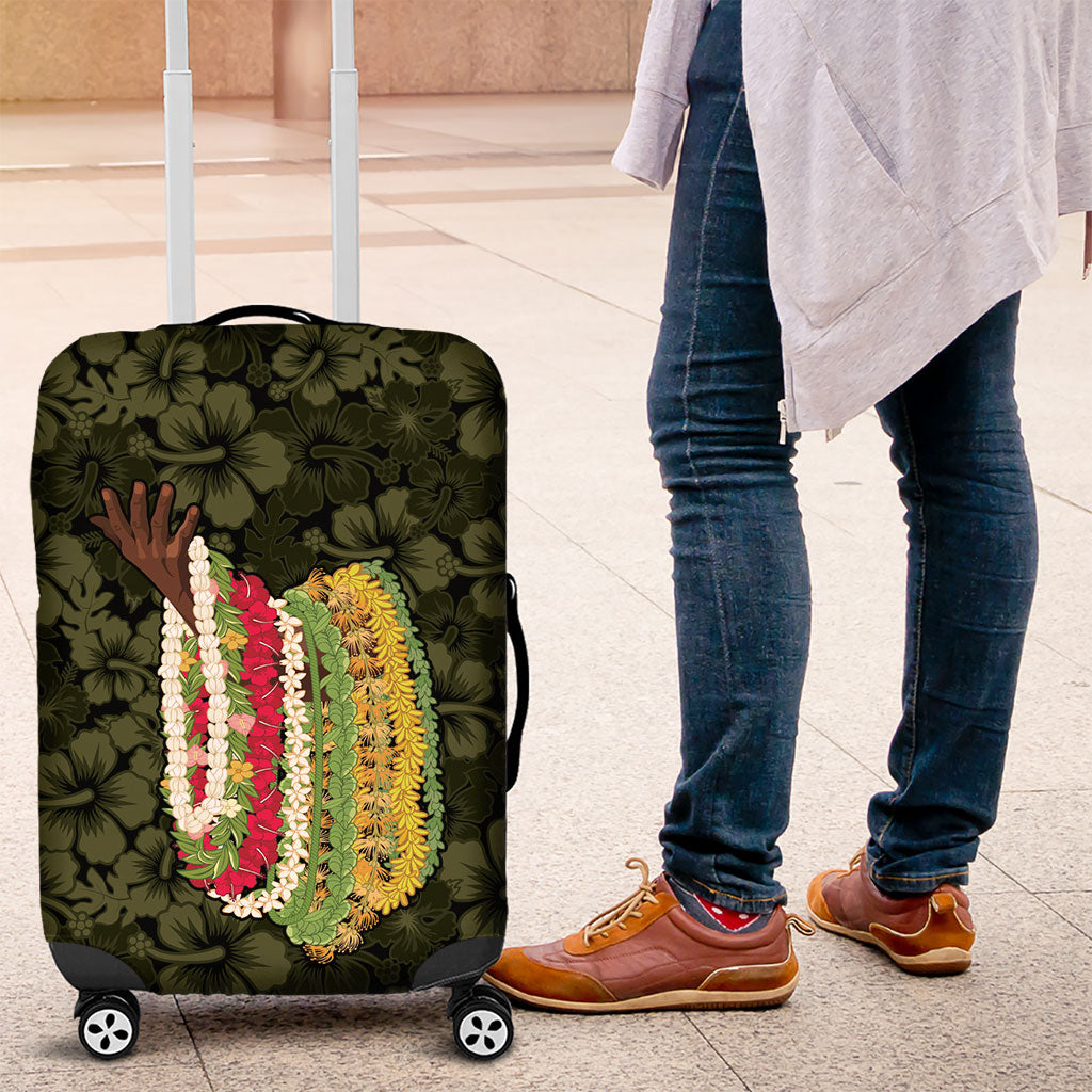 Hawaii Lei Kamehameha Luggage Cover Melemele Seamless Pattern Hibiscus Flower LT9 Yellow - Polynesian Pride