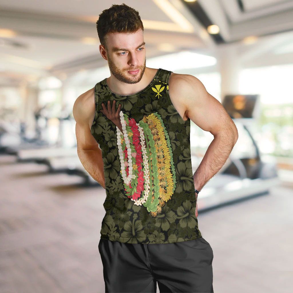 Hawaii Lei Kamehameha Men Tank Top Melemele Seamless Pattern Hibiscus Flower