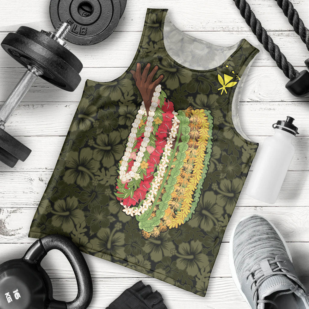 Hawaii Lei Kamehameha Men Tank Top Melemele Seamless Pattern Hibiscus Flower