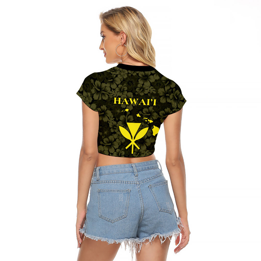 Hawaii Lei Kamehameha Raglan Cropped T Shirt Melemele Seamless Pattern Hibiscus Flower