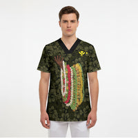 Hawaii Lei Kamehameha Scrub Top Melemele Seamless Pattern Hibiscus Flower