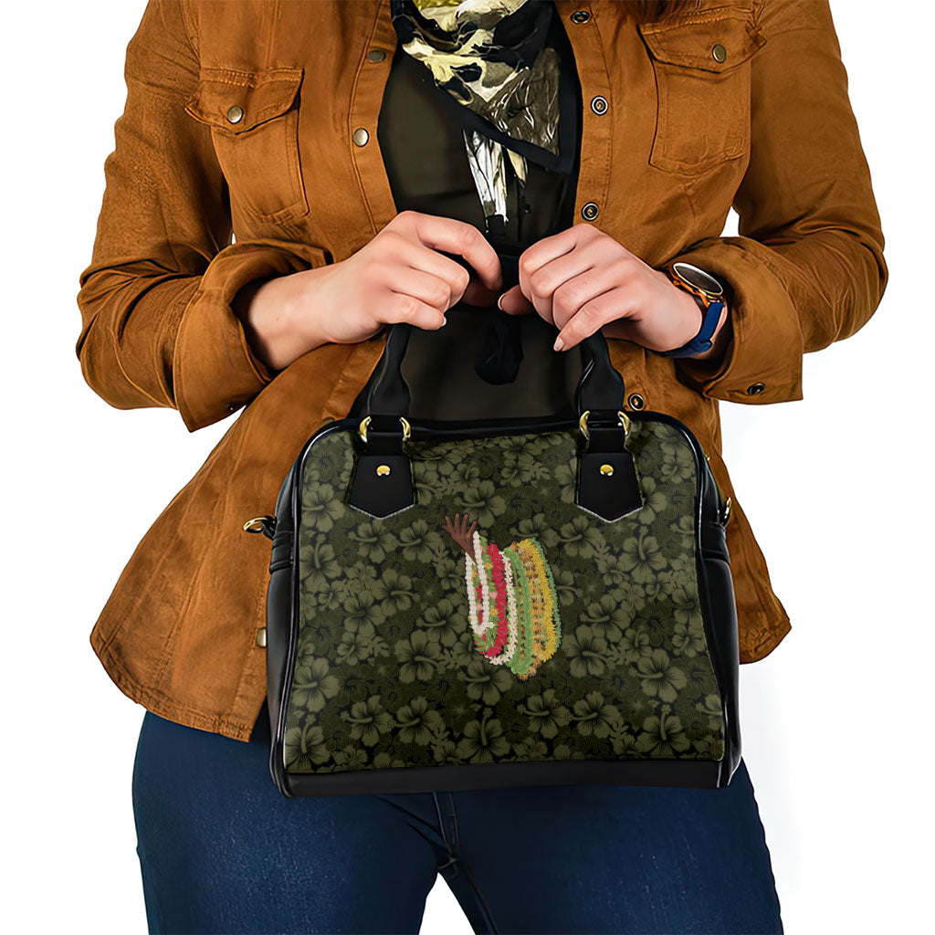Hawaii Lei Kamehameha Shoulder Handbag Melemele Seamless Pattern Hibiscus Flower