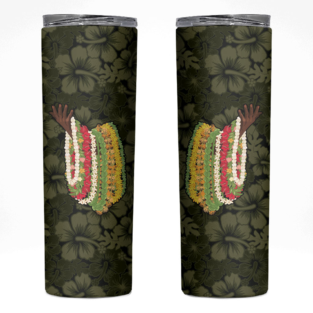 Hawaii Lei Kamehameha Skinny Tumbler Melemele Seamless Pattern Hibiscus Flower