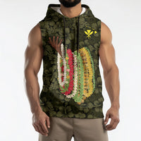 Hawaii Lei Kamehameha Sleeveless Hoodie Melemele Seamless Pattern Hibiscus Flower
