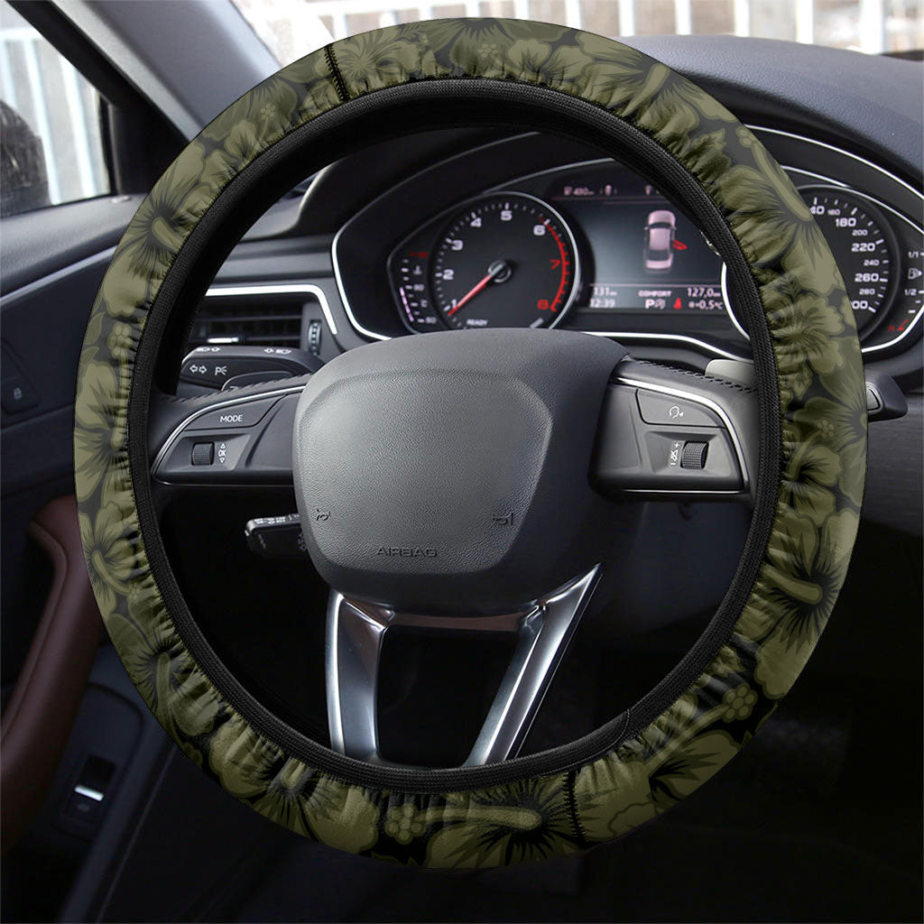 Hawaii Lei Kamehameha Steering Wheel Cover Melemele Seamless Pattern Hibiscus Flower