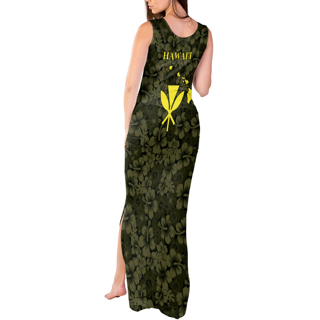 Hawaii Lei Kamehameha Tank Maxi Dress Melemele Seamless Pattern Hibiscus Flower