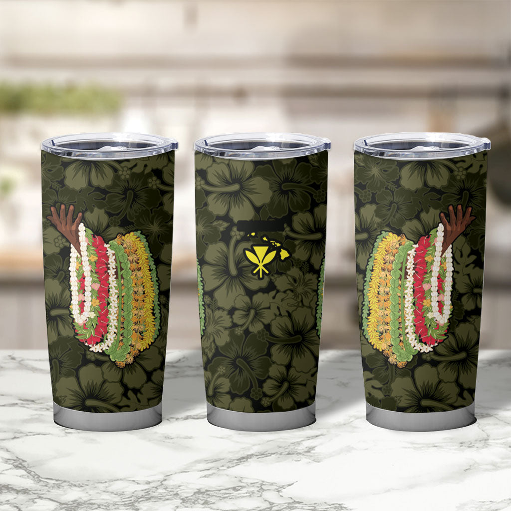 Hawaii Lei Kamehameha Tumbler Cup Melemele Seamless Pattern Hibiscus Flower LT9 - Polynesian Pride