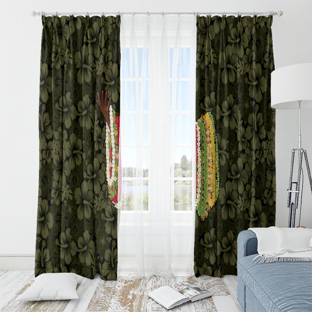 Hawaii Lei Kamehameha Window Curtain Melemele Seamless Pattern Hibiscus Flower