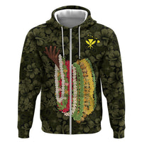 Hawaii Lei Kamehameha Zip Hoodie Melemele Seamless Pattern Hibiscus Flower