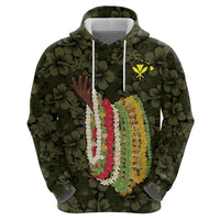 Hawaii Lei Kamehameha Zip Hoodie Melemele Seamless Pattern Hibiscus Flower