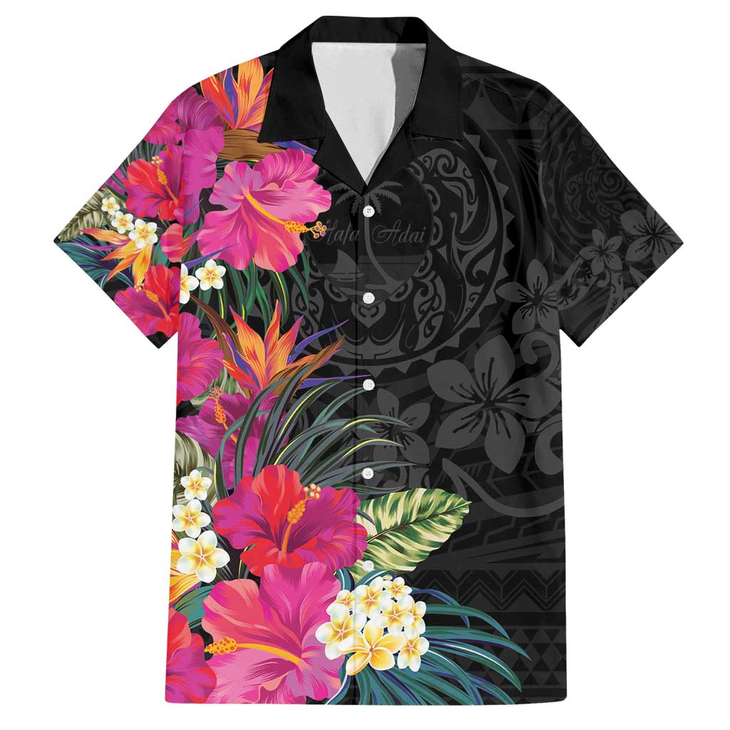 Hafa Adai Guam Family Matching Long Sleeve Bodycon Dress and Hawaiian Shirt Tropical Flowers Colorful Vibes LT9 Dad's Shirt - Short Sleeve Black - Polynesian Pride