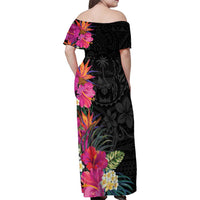 Hafa Adai Guam Family Matching Off Shoulder Maxi Dress and Hawaiian Shirt Tropical Flowers Colorful Vibes LT9 - Polynesian Pride