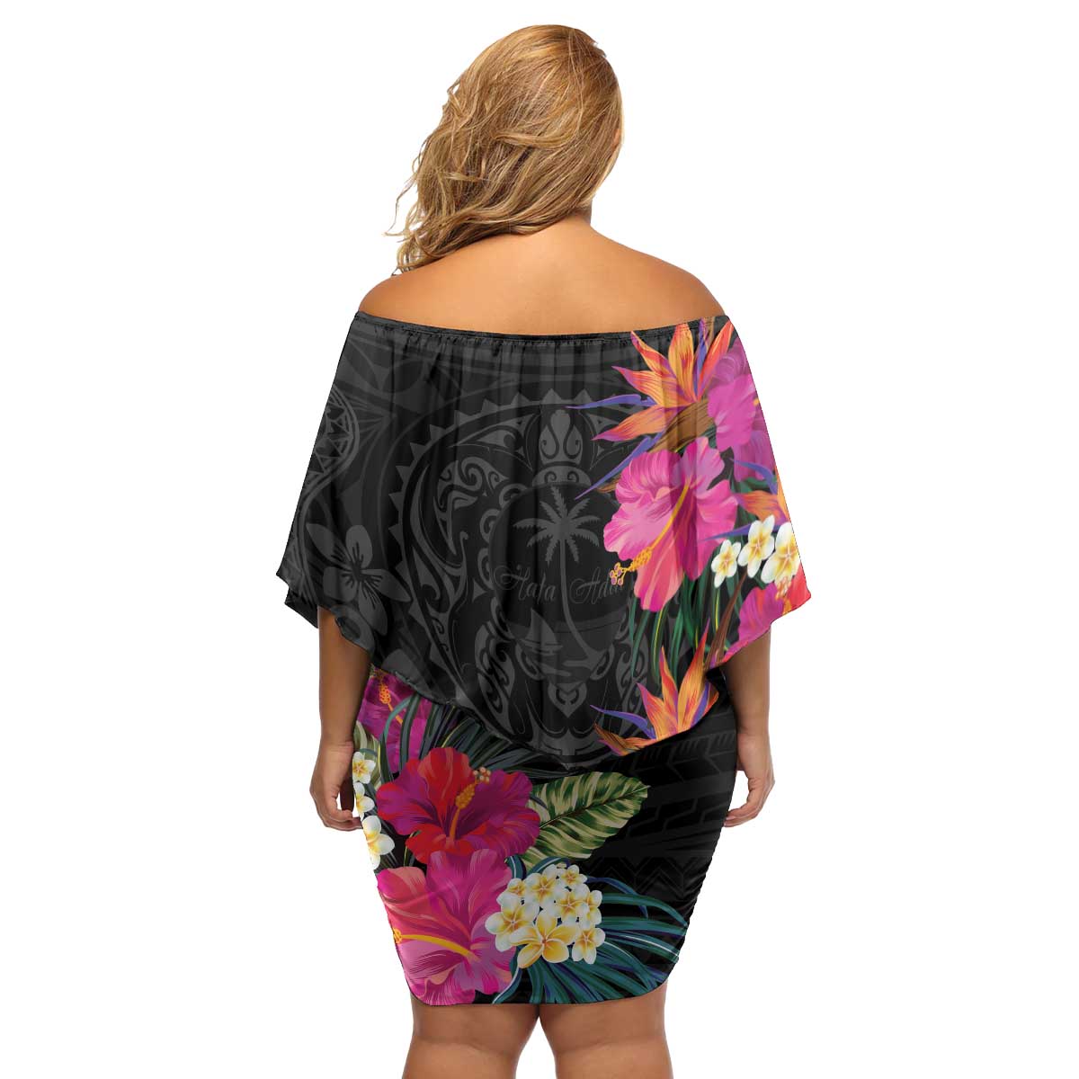 Hafa Adai Guam Family Matching Off Shoulder Short Dress and Hawaiian Shirt Tropical Flowers Colorful Vibes LT9 - Polynesian Pride