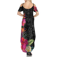 Hafa Adai Guam Family Matching Summer Maxi Dress and Hawaiian Shirt Tropical Flowers Colorful Vibes