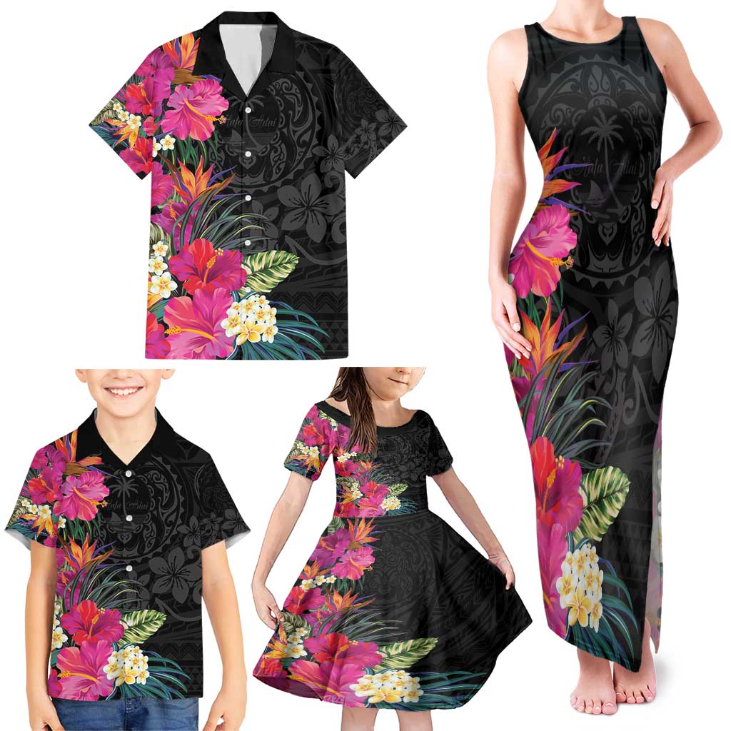 Hafa Adai Guam Family Matching Tank Maxi Dress and Hawaiian Shirt Tropical Flowers Colorful Vibes LT9 - Polynesian Pride