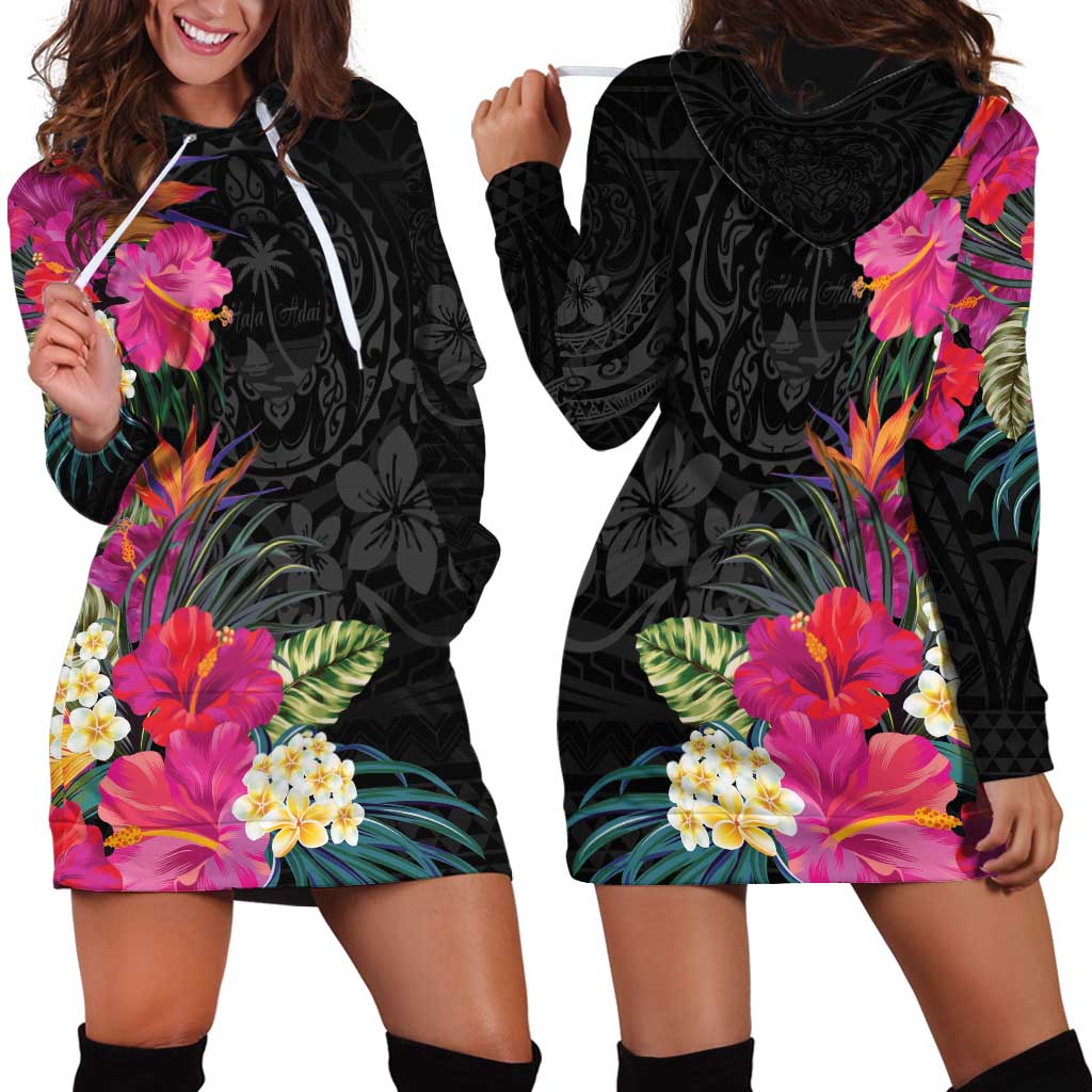 Hafa Adai Guam Hoodie Dress Tropical Flowers Colorful Vibes