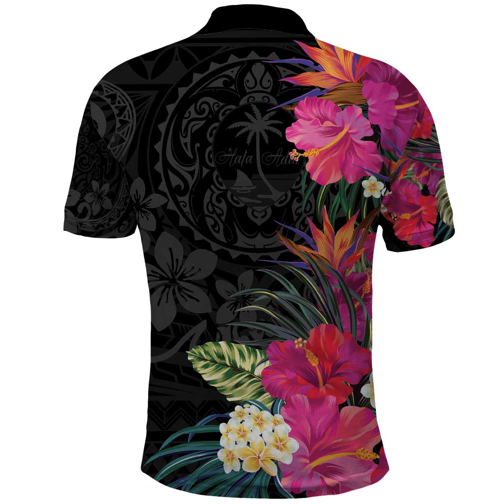 Hafa Adai Guam Polo Shirt Tropical Flowers Colorful Vibes